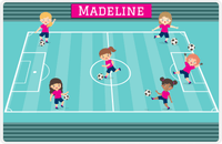 Thumbnail for Personalized Soccer Placemat XXVI - Teal Field - Girl Soccer Teams -  View
