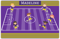 Thumbnail for Personalized Soccer Placemat XXVI - Purple Field - Girl Soccer Teams -  View