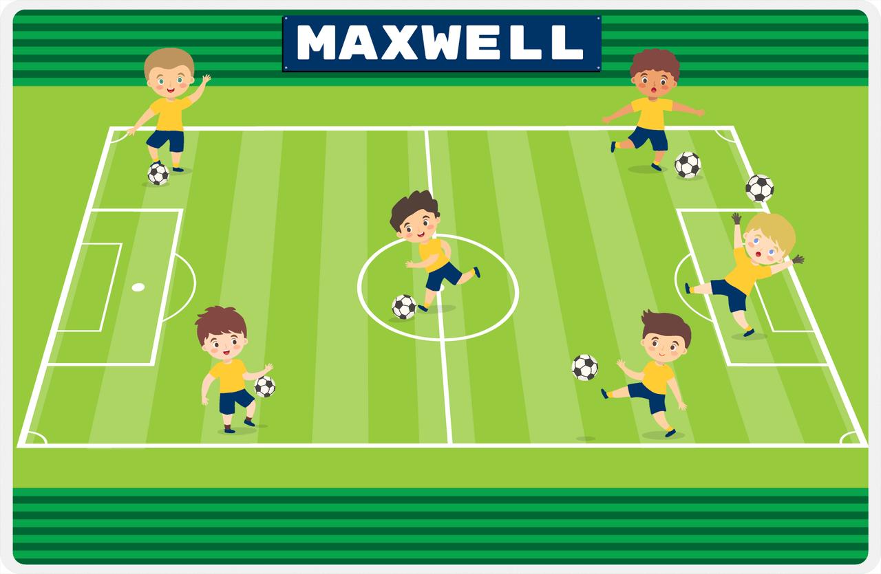 Personalized Soccer Placemat XXVII - Green Field - Boy Soccer Teams -  View