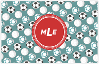 Thumbnail for Personalized Soccer Placemat XXV - Dark Teal Background - Circle Nameplate -  View