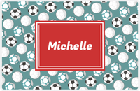 Thumbnail for Personalized Soccer Placemat XXV - Dark Teal Background - Rectangle Nameplate -  View