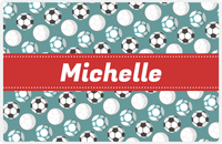Thumbnail for Personalized Soccer Placemat XXV - Dark Teal Background - Ribbon Nameplate -  View