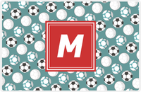 Thumbnail for Personalized Soccer Placemat XXV - Dark Teal Background - Square Nameplate -  View
