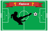 Thumbnail for Personalized Soccer Placemat XLIX - Green Background - Boy Silhouette I -  View