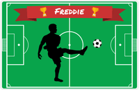 Thumbnail for Personalized Soccer Placemat XLIX - Green Background - Boy Silhouette II -  View