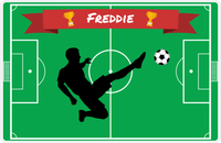 Thumbnail for Personalized Soccer Placemat XLIX - Green Background - Boy Silhouette III -  View