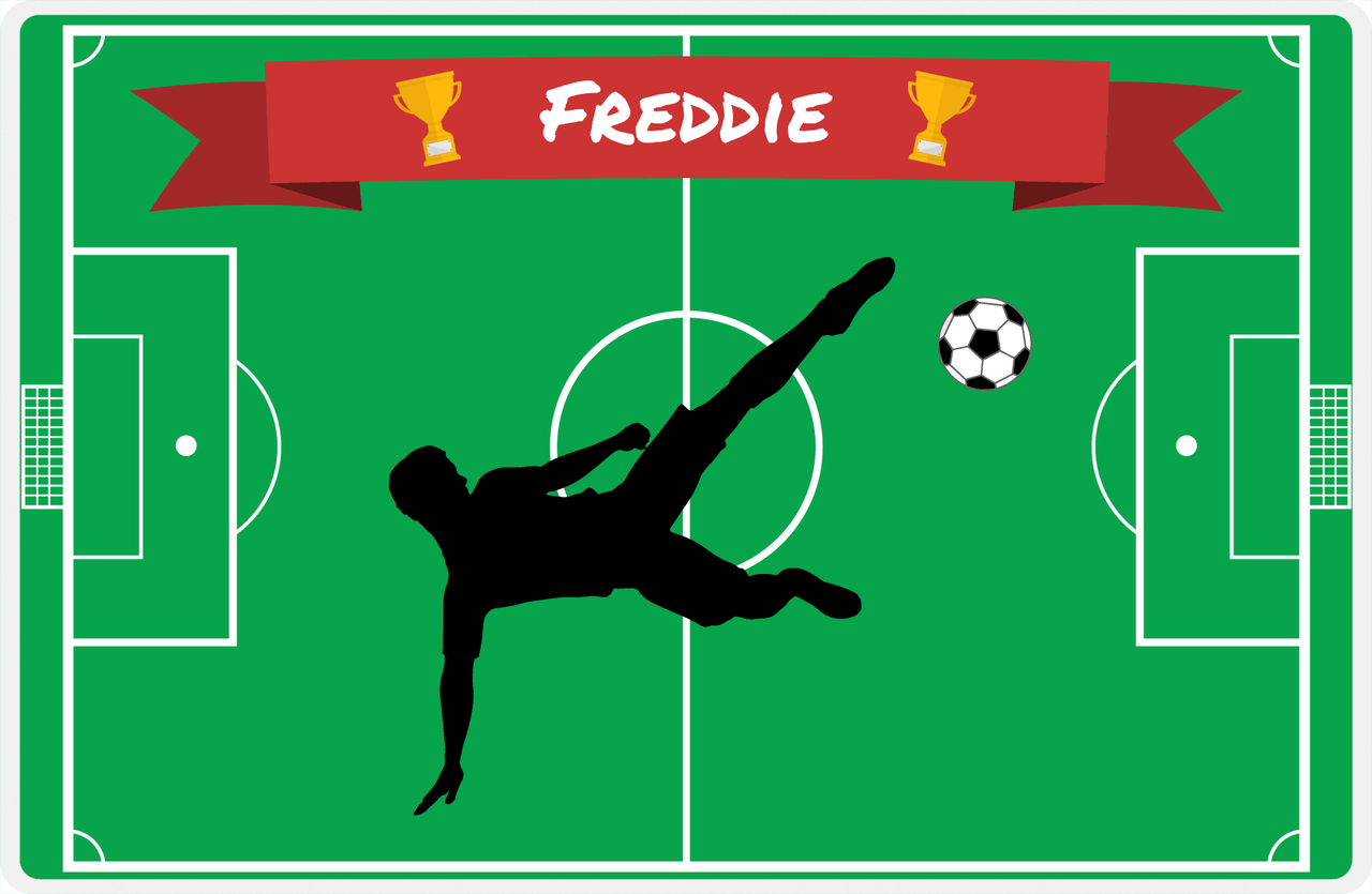 Personalized Soccer Placemat XLIX - Green Background - Boy Silhouette IV -  View