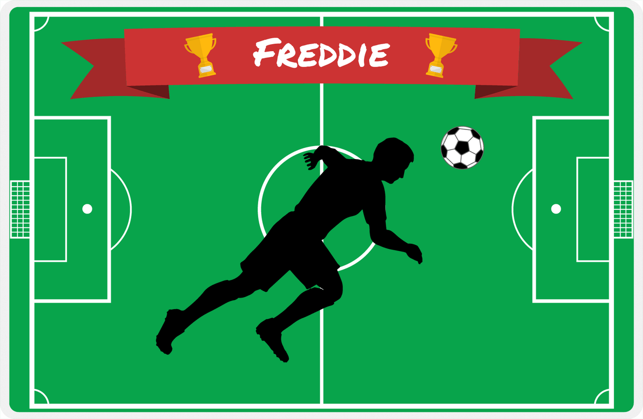 Personalized Soccer Placemat XLIX - Green Background - Boy Silhouette V -  View