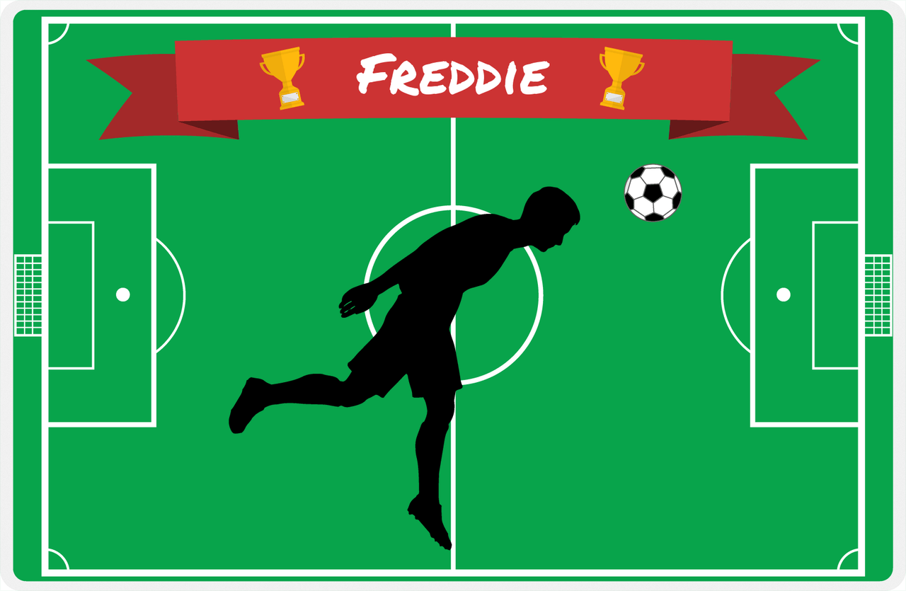 Personalized Soccer Placemat XLIX - Green Background - Boy Silhouette VI -  View