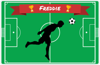 Thumbnail for Personalized Soccer Placemat XLIX - Green Background - Boy Silhouette VI -  View