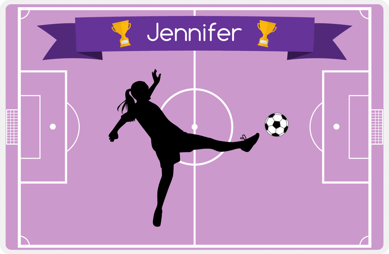Personalized Soccer Placemat L - Pink Background - Girl Silhouette I -  View