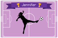 Thumbnail for Personalized Soccer Placemat L - Pink Background - Girl Silhouette I -  View