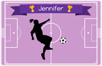 Thumbnail for Personalized Soccer Placemat L - Pink Background - Girl Silhouette II -  View