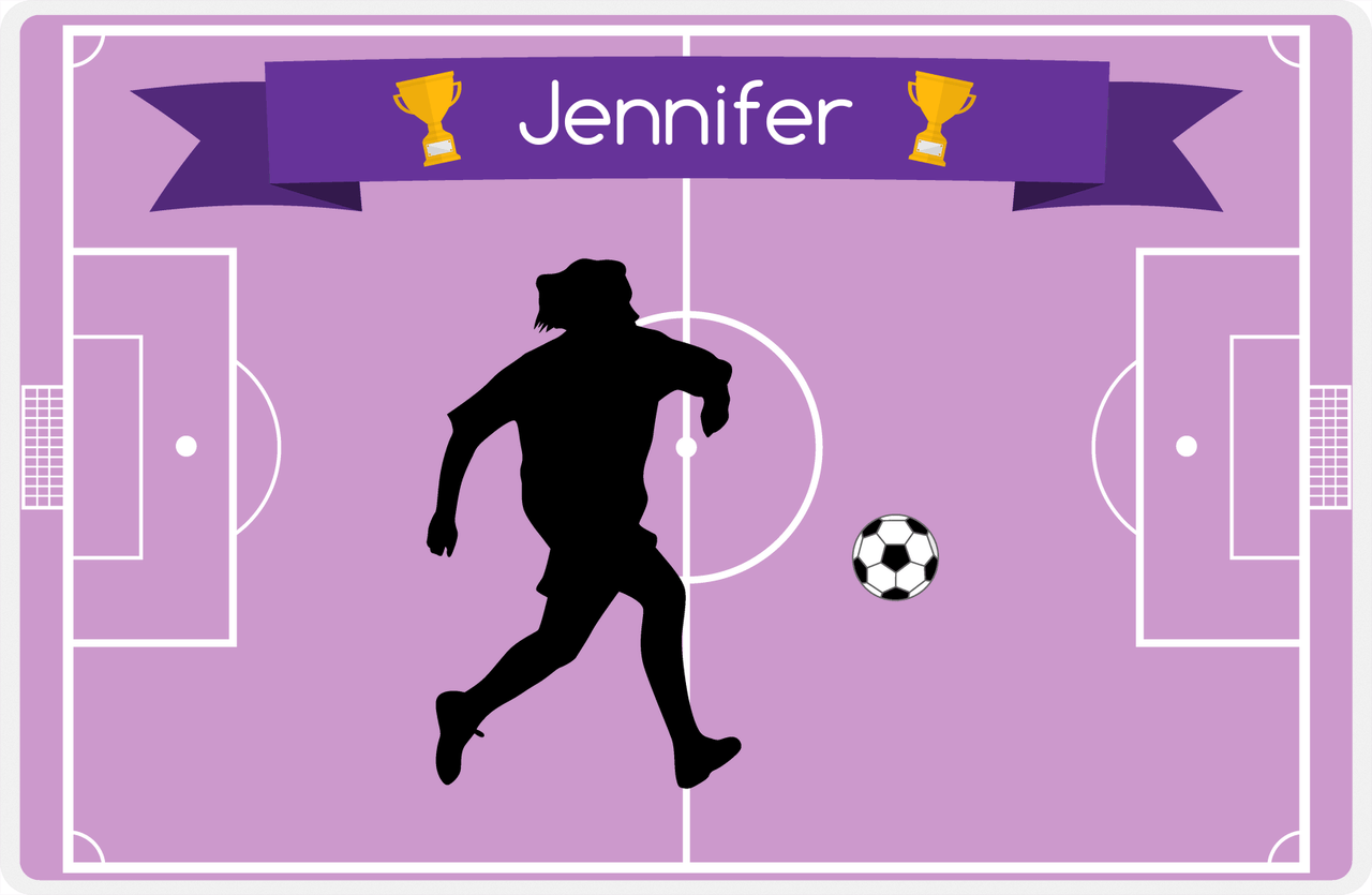 Personalized Soccer Placemat L - Pink Background - Girl Silhouette III -  View