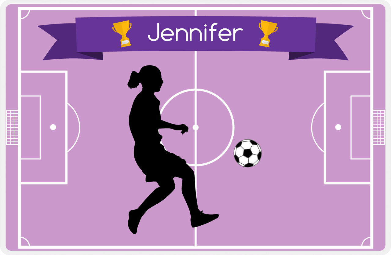Personalized Soccer Placemat L - Pink Background - Girl Silhouette IV -  View