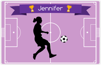 Thumbnail for Personalized Soccer Placemat L - Pink Background - Girl Silhouette IV -  View