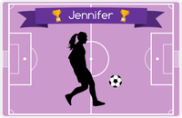 Thumbnail for Personalized Soccer Placemat L - Pink Background - Girl Silhouette V -  View