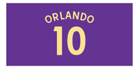 Thumbnail for Personalized Soccer Jersey Number Beach Towel - Orlando Purple - Front View