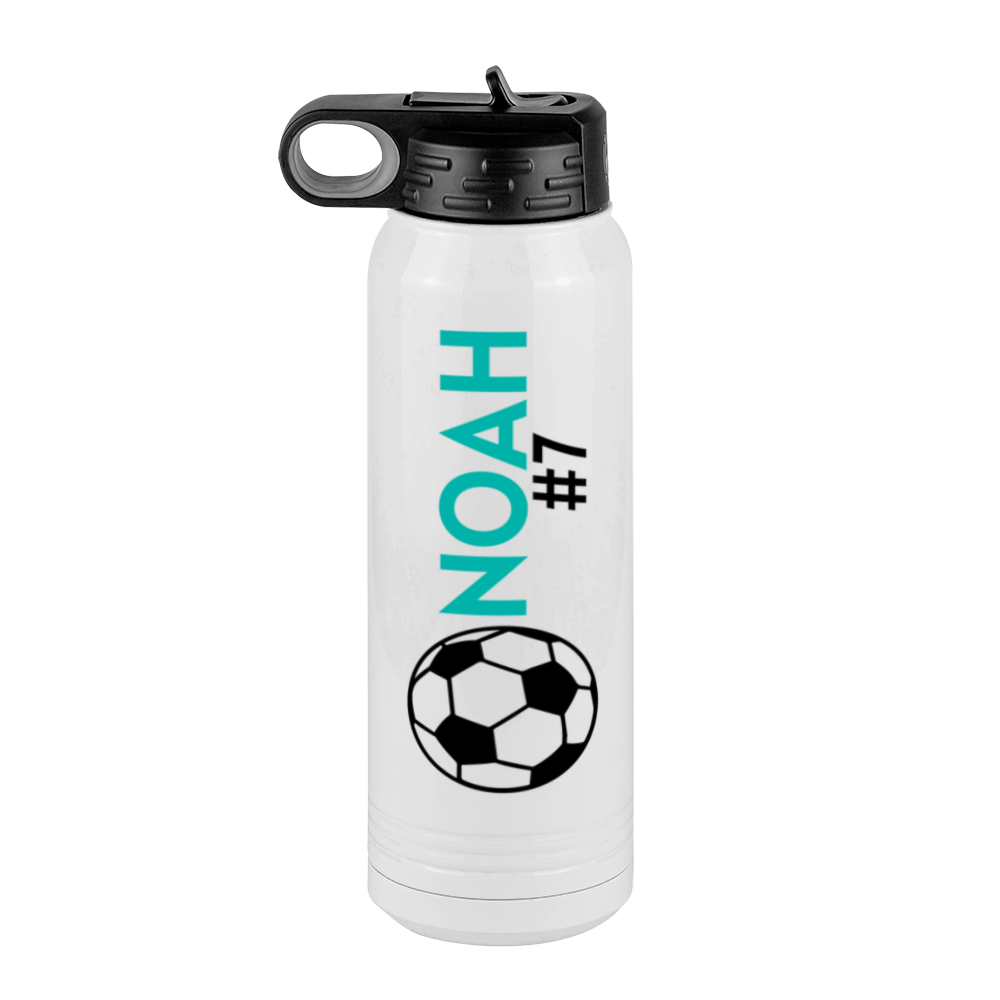 Personalized Soccer Water Bottle (30 oz) - Name & Number - Left View