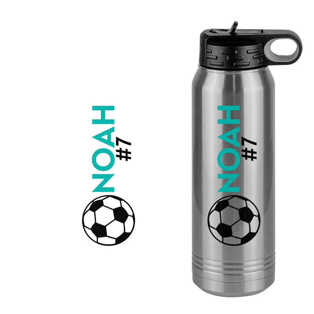 Personalized Soccer Water Bottle (30 oz) - Name & Number - Design View