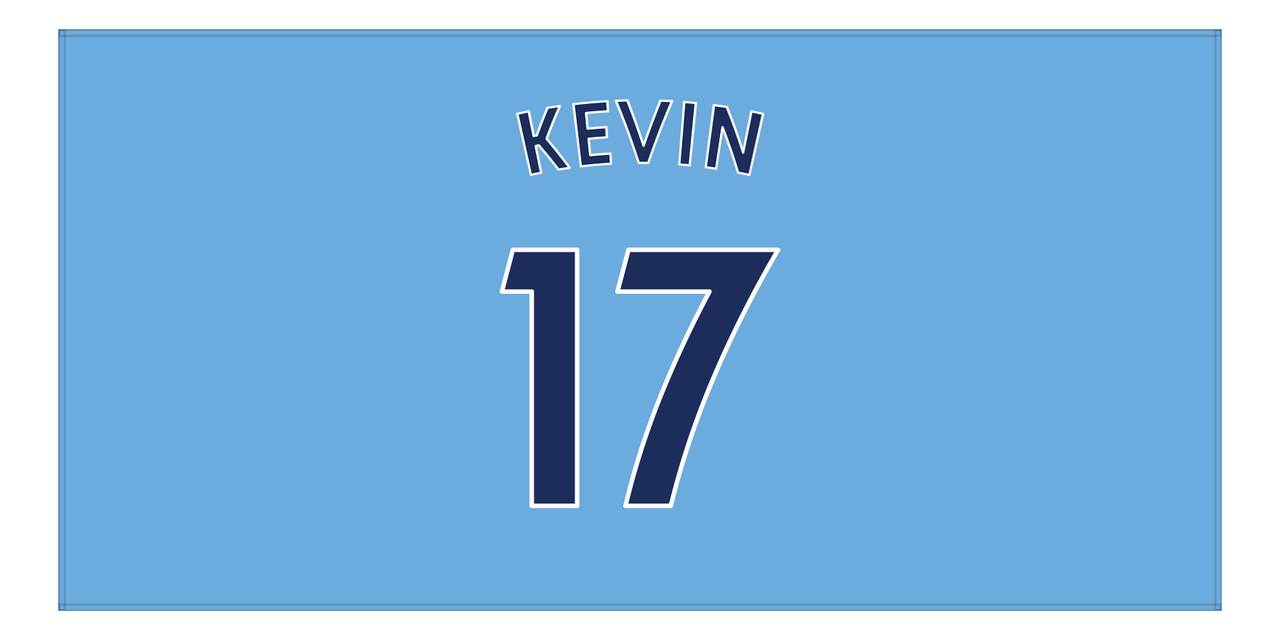 Personalized Soccer Jersey Number Beach Towel - Manchester Blue - Front View