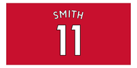 Thumbnail for Personalized Soccer Jersey Number Beach Towel - Liverpool Red - Front View