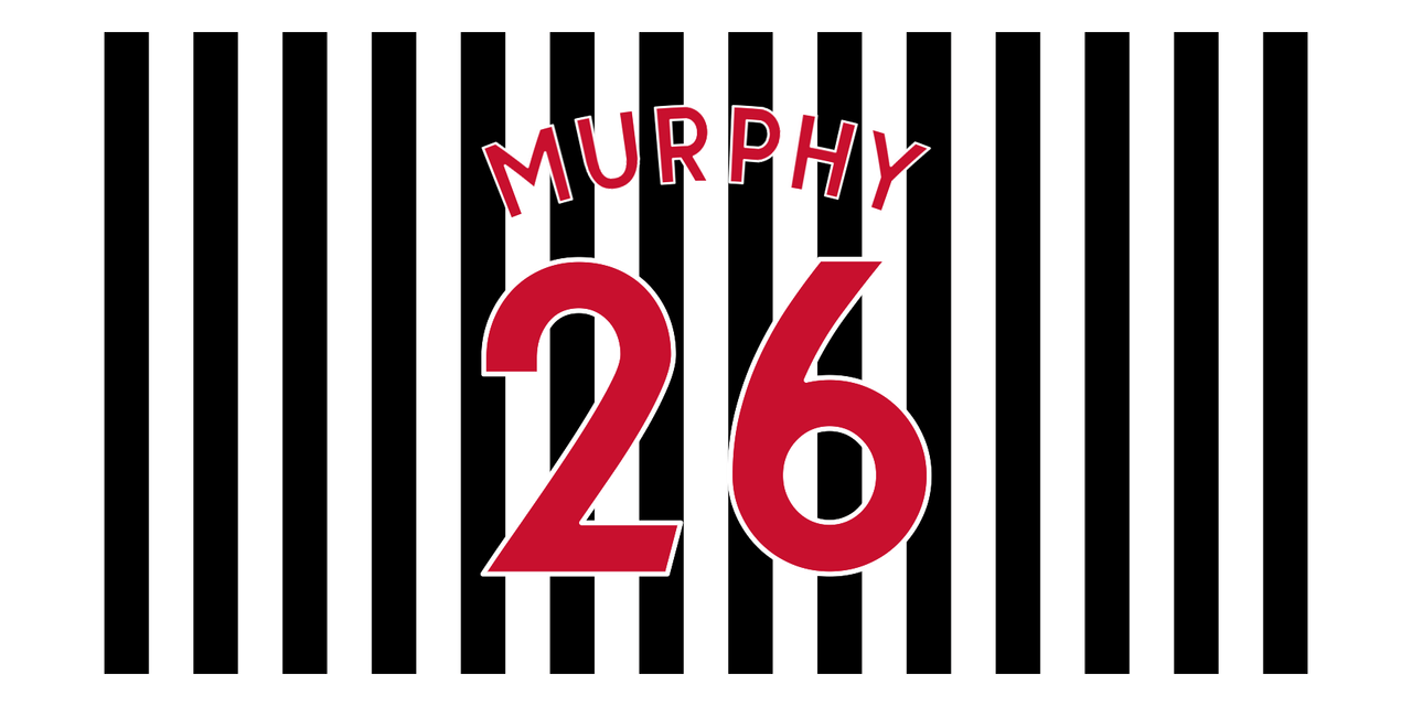 Personalized Soccer Jersey Number Beach Towel - Stripes - Front View