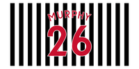 Thumbnail for Personalized Soccer Jersey Number Beach Towel - Stripes - Front View