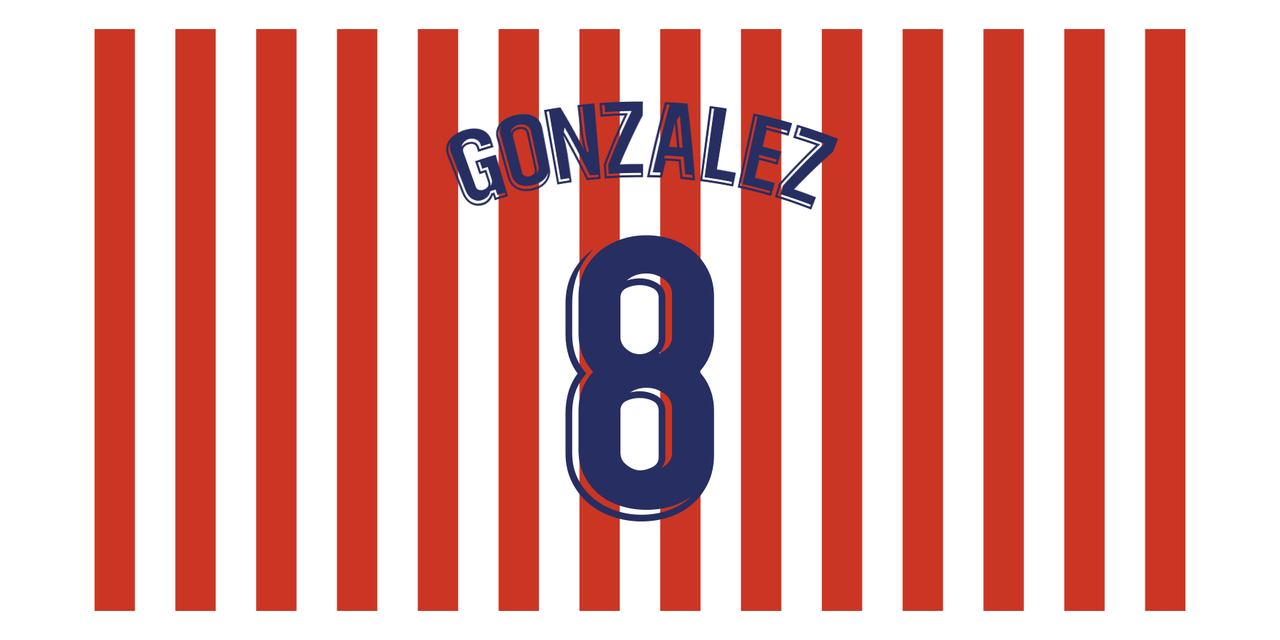 Personalized Soccer Jersey Number Beach Towel - Madrid Spain Stripes - Front View