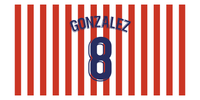 Thumbnail for Personalized Soccer Jersey Number Beach Towel - Madrid Spain Stripes - Front View