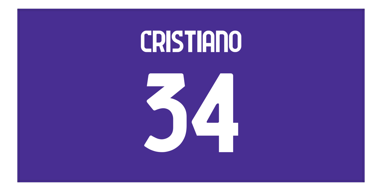 Personalized Soccer Jersey Number Beach Towel - Florence Italy Purple - Front View