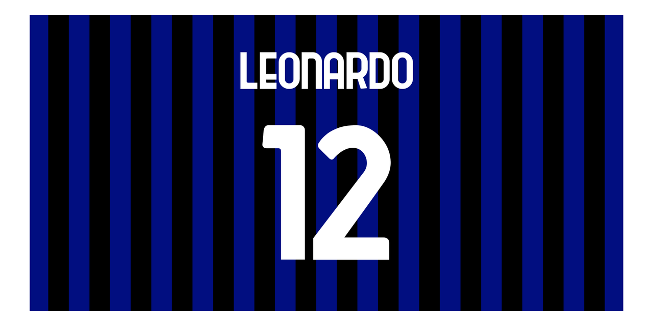 Personalized Soccer Jersey Number Beach Towel - Milan Italy Stripes - Front View