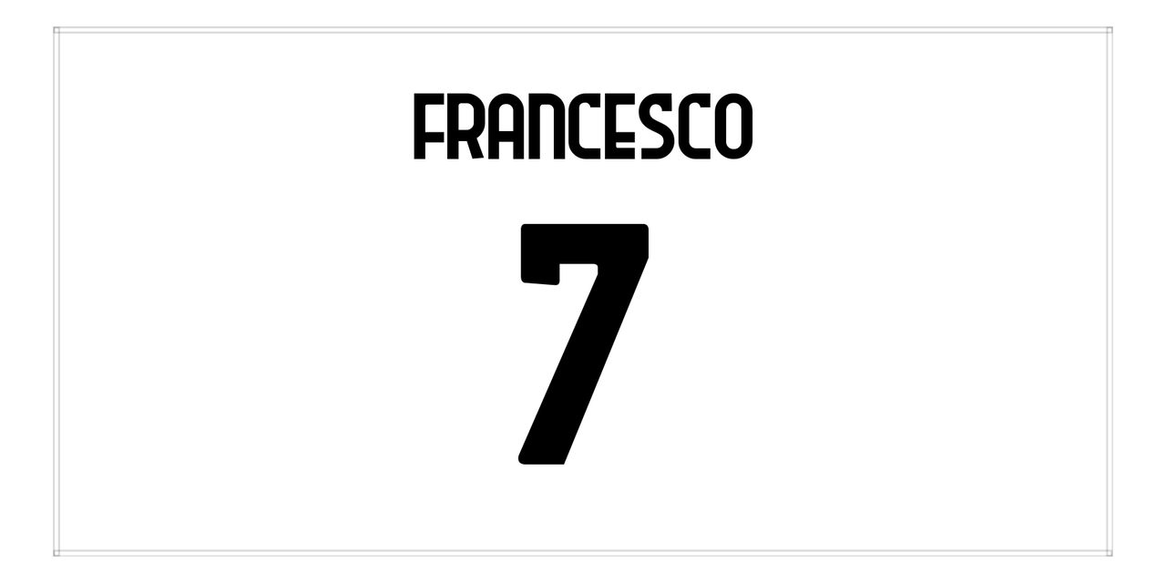 Personalized Soccer Jersey Number Beach Towel - Turin Italy White - Front View