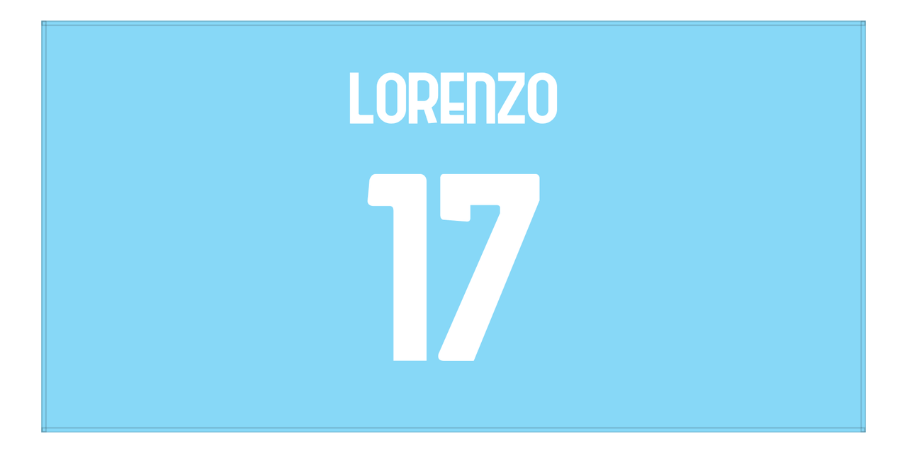 Personalized Soccer Jersey Number Beach Towel - Rome Italy Blue - Front View