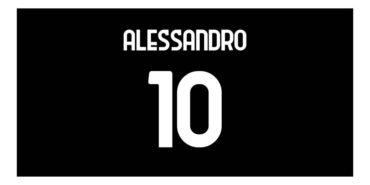 Personalized Soccer Jersey Number Beach Towel - Udine Italy Black - Front View