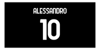 Thumbnail for Personalized Soccer Jersey Number Beach Towel - Udine Italy Black - Front View