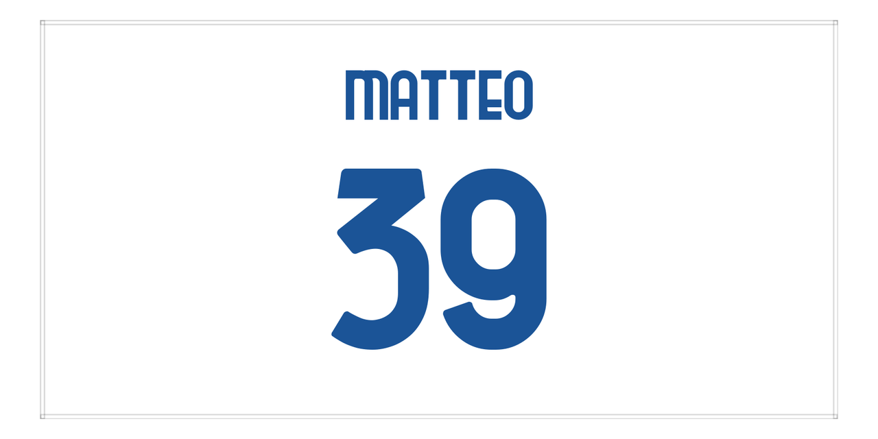 Personalized Soccer Jersey Number Beach Towel - Sampdoria Italy White - Front View