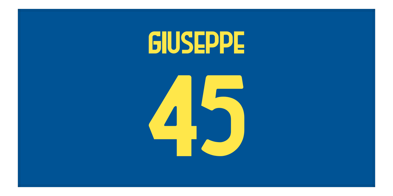 Personalized Soccer Jersey Number Beach Towel - Hellas Verona Italy Blue - Front View