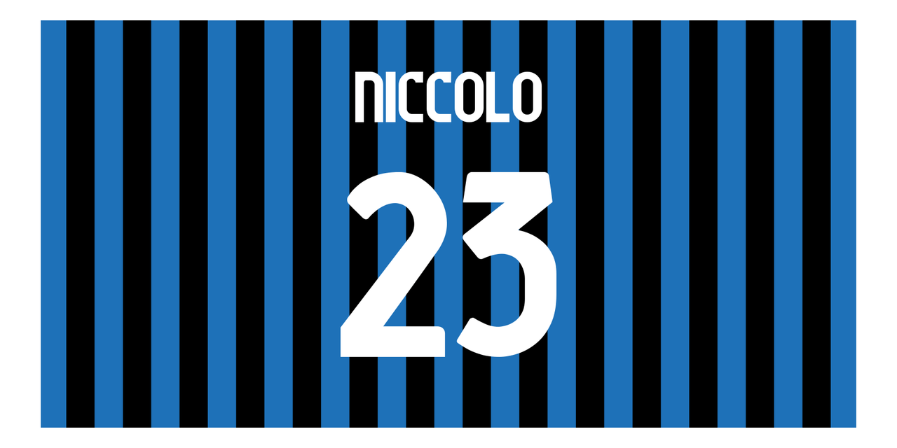 Personalized Soccer Jersey Number Beach Towel - Atalanta Italy Blue - Front View