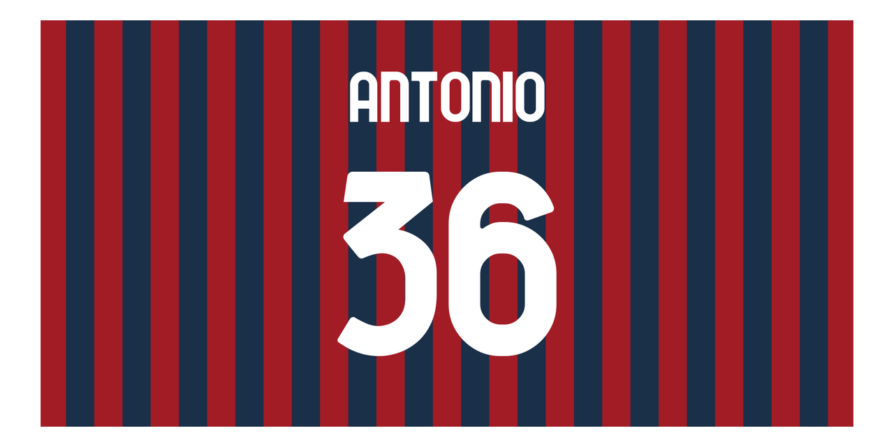 Personalized Soccer Jersey Number Beach Towel - Bologna Italy Red - Front View
