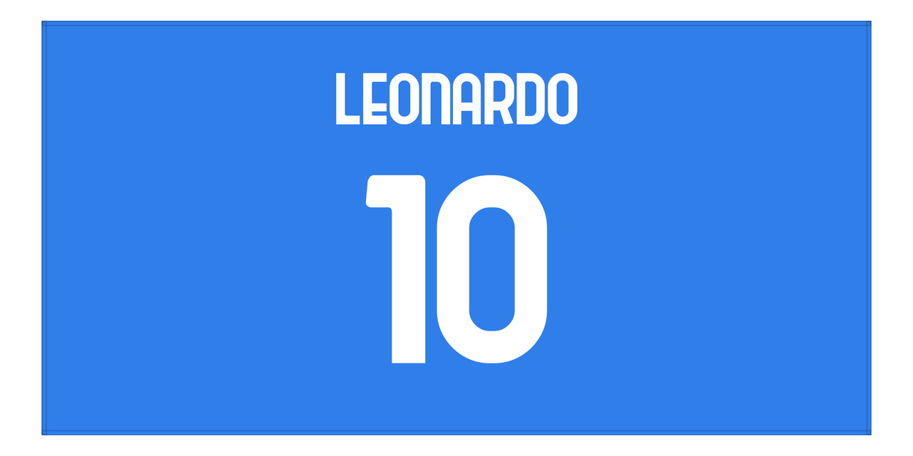 Personalized Soccer Jersey Number Beach Towel - Naples Italy Blue - Front View