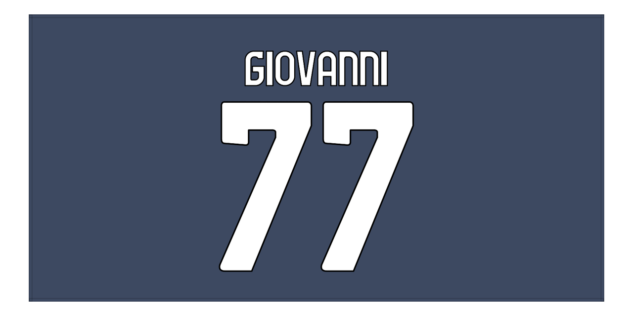 Personalized Soccer Jersey Number Beach Towel - Italy Dark Grey - Front View