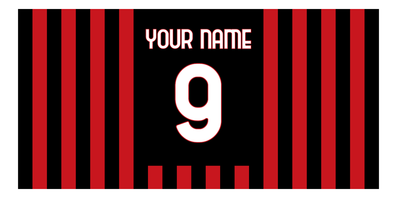 Personalized Soccer Jersey Number Beach Towel - Milan Italy - Front View