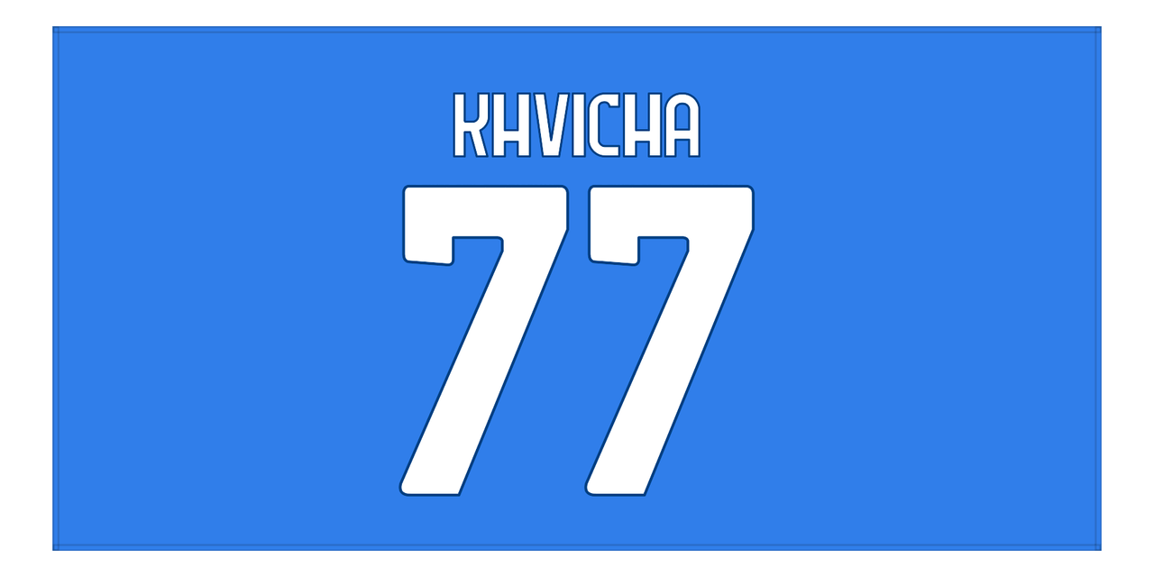 Personalized Soccer Jersey Number Beach Towel - Napoli Italy Blue - Front View