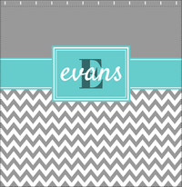 Thumbnail for Personalized Solid and Chevron I Shower Curtain - Grey and Teal - Rectangle Nameplate - Decorate View