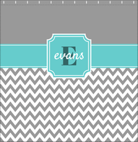 Thumbnail for Personalized Solid and Chevron I Shower Curtain - Grey and Teal - Stamp Nameplate - Decorate View