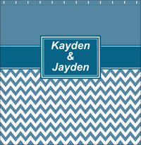 Thumbnail for Personalized Solid and Chevron III Shower Curtain - Blue and White - Rectangle Nameplate - Decorate View