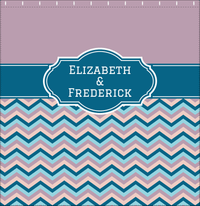 Thumbnail for Personalized Solid and Chevron IV Shower Curtain - Pink and Blue - Fancy Nameplate - Decorate View