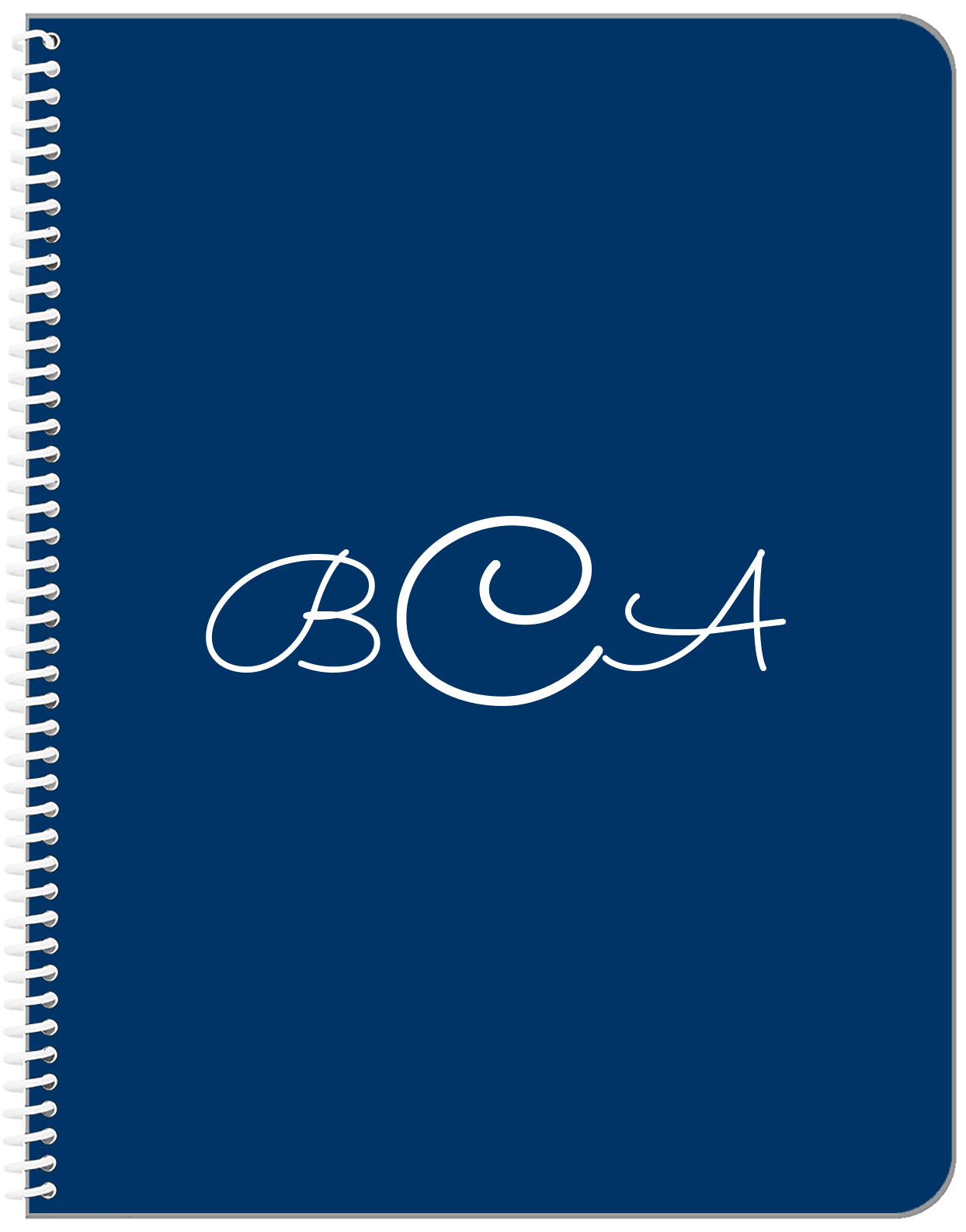 Personalized Solid Color Notebook  - Blue Background - Monogram - Front View
