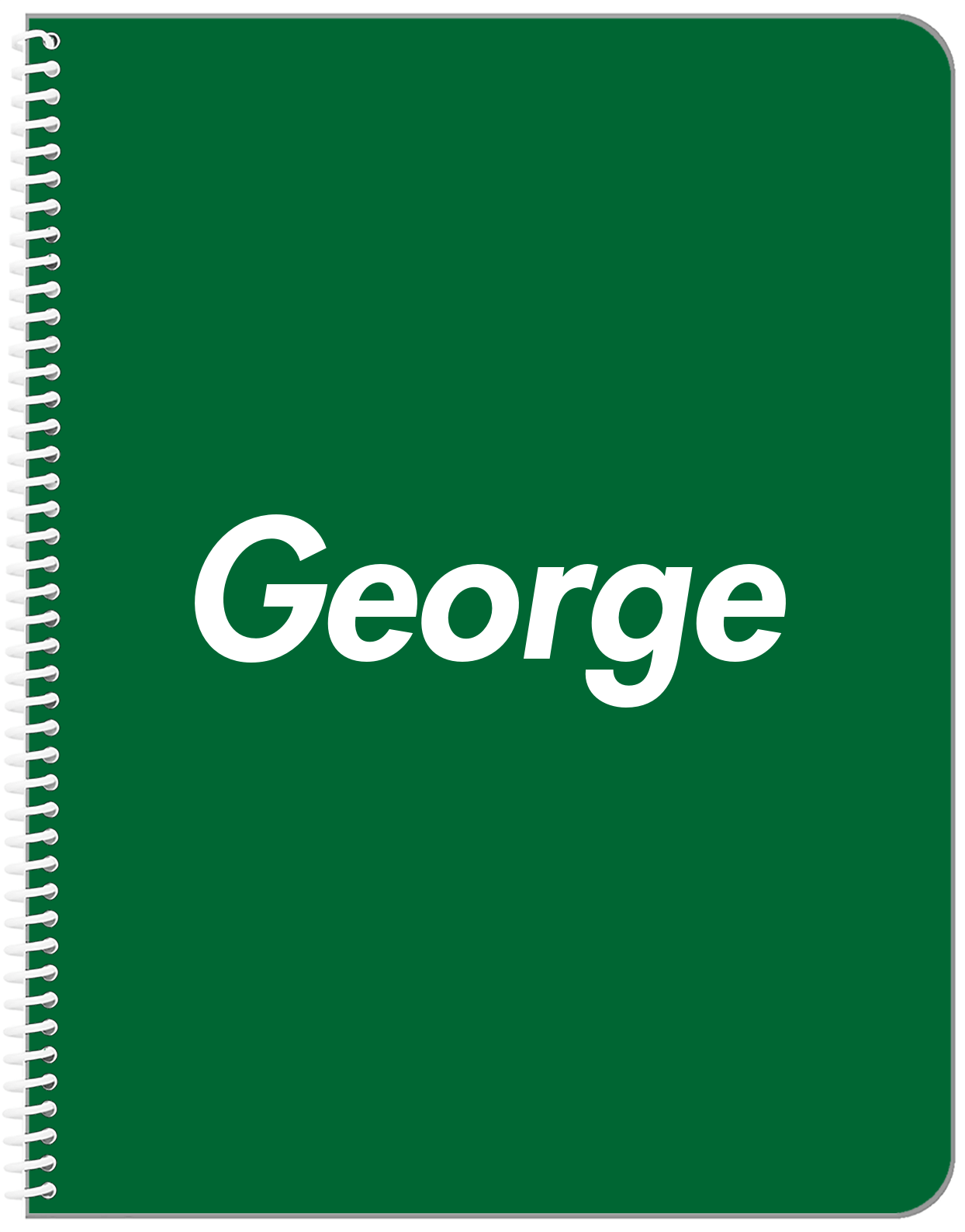 Personalized Solid Color Notebook  - Green Background - Front View
